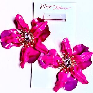Betsey Johnson Oversized Orchid Earrings